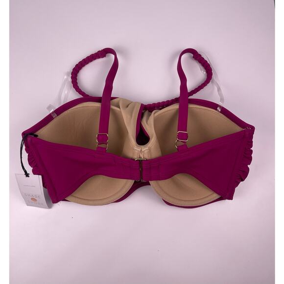 NWT Shade & Shore Fuchsia Keyhole Halter Bikini Top 34DD - Picture 5 of 9